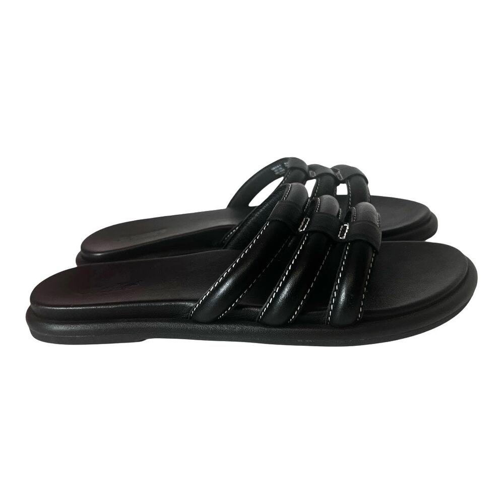 Olukai Tiare Slide Black Leather Slip On Sandals Women Size 7 - Picture 3 of 11